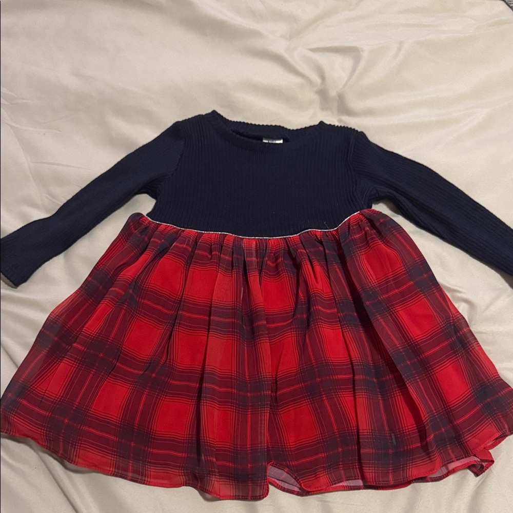 Plaid Red and Black Kids Casual Dress